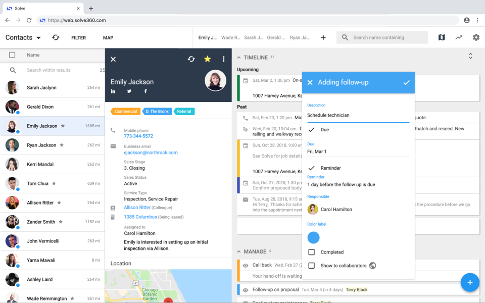 screenshot of Solve CRM